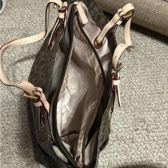 Michael Kors Brown Tote with Monogram Pattern and Gold Accents - Picture 7 of 14